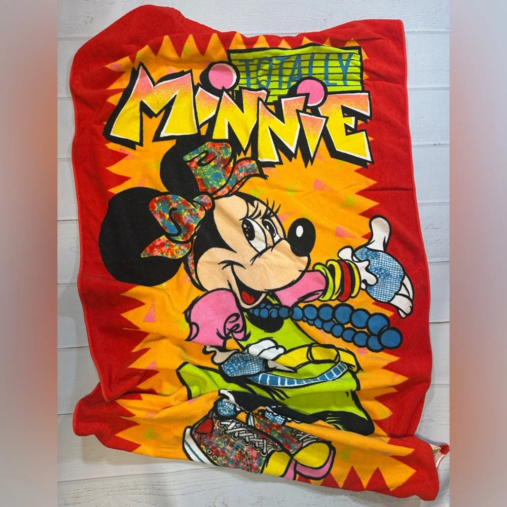 VTG Totally Minnie 80s Beach Towel Franco MFG for Walt Disney‎ Productions